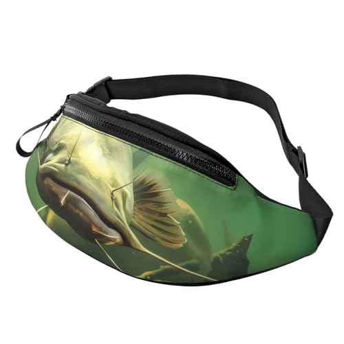 Underwater Catfish Fanny Pack for Man Women Waist Bag Adjustable Belt Casual Chest Bag Bum Bags for Travel Sports Running Hiking Waist Packs, Schwarz , Einheitsgröße von QQLADY