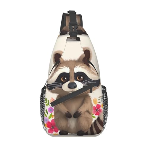 Waschbär Bauchtasche für Mann Frauen Hüfttasche Verstellbarer Gürtel Lässige Brusttasche Bauchtaschen für Reisen Sport Laufen Wandern Hüfttaschen, Schwarz , Einheitsgröße von QQLADY