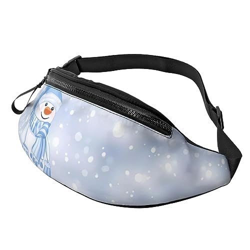 Weihnachten Happy Snowman Fanny Pack für Mann Frauen Hüfttasche Verstellbarer Gürtel Lässige Brusttasche Bauchtaschen für Reisen Sport Laufen Wandern Hüfttaschen, Schwarz , Einheitsgröße von QQLADY