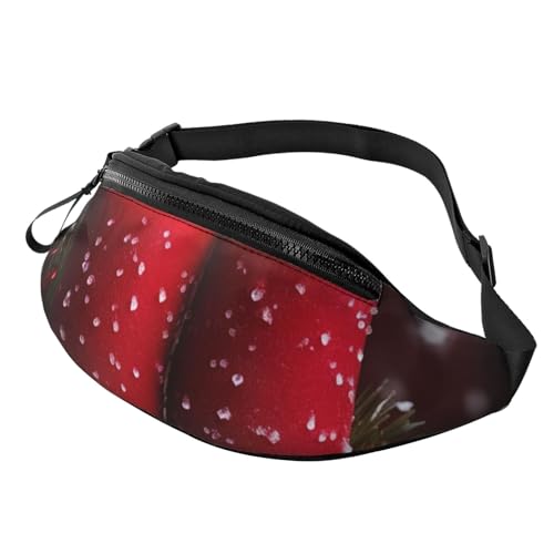 Weihnachten Rote Kerzen Fanny Pack für Mann Frauen Hüfttasche Verstellbarer Gürtel Casual Brusttasche Bauchtaschen für Reisen Sport Laufen Wandern Hüfttaschen, Schwarz , Einheitsgröße von QQLADY