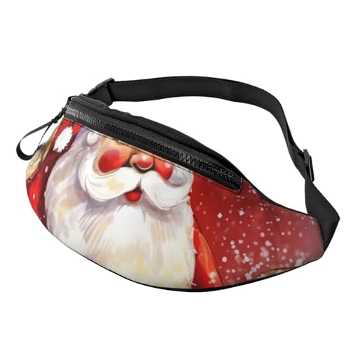 Weihnachten Weihnachtsmann Fanny Pack für Mann Frauen Hüfttasche Verstellbarer Gürtel Casual Brusttasche Bauchtaschen für Reisen Sport Laufen Wandern Hüfttaschen, Schwarz , Einheitsgröße von QQLADY