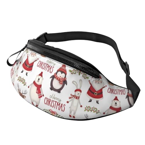 Weihnachten Weihnachtsmann Fanny Pack für Mann Frauen Hüfttasche Verstellbarer Gürtel Casual Brusttasche Bauchtaschen für Reisen Sport Laufen Wandern Hüfttaschen, Schwarz , Einheitsgröße von QQLADY