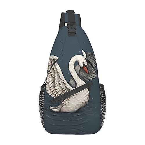 White Swan Bauchtasche für Herren und Damen, verstellbarer Gürtel, lässige Brusttasche, Bauchtaschen für Reisen, Sport, Laufen, Wandern, Hüfttaschen, Schwarz , Einheitsgröße von QQLADY