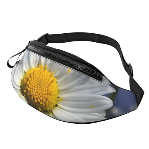 Wild White Daisy Flower Fanny Pack for Man Women Waist Bag Adjustable Belt Casual Chest Bag Bum Bags for Travel Sports Running Hiking Waist Packs, Schwarz , Einheitsgröße von QQLADY