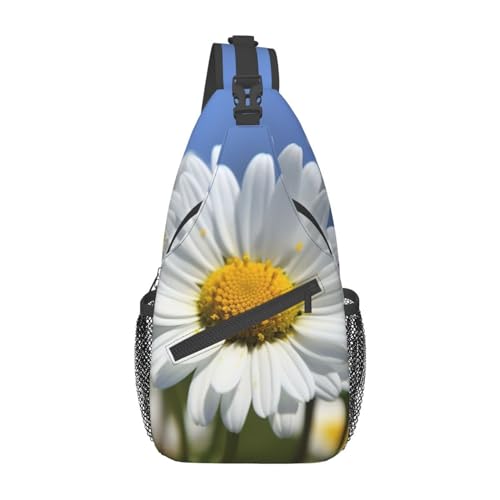 Wild White Daisy Flower Fanny Pack for Man Women Waist Bag Adjustable Belt Casual Chest Bag Bum Bags for Travel Sports Running Hiking Waist Packs, Schwarz , Einheitsgröße von QQLADY