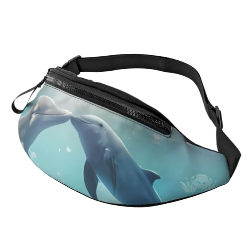 Winter The Dolphin Fanny Pack for Man Women Waist Bag Adjustable Belt Casual Chest Bag Bum Bags for Travel Sports Running Hiking Waist Packs, Schwarz , Einheitsgröße von QQLADY