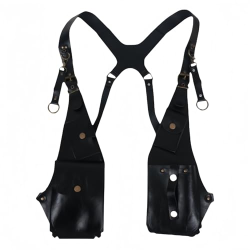 Praktische Doppelschulter-Achseltasche, PU-Leder-Schultergurttasche, Unterarmgurt-Geldbörse, Handytasche, Retro-Doppelschulter-Achseltasche(Black) von QQPQQ