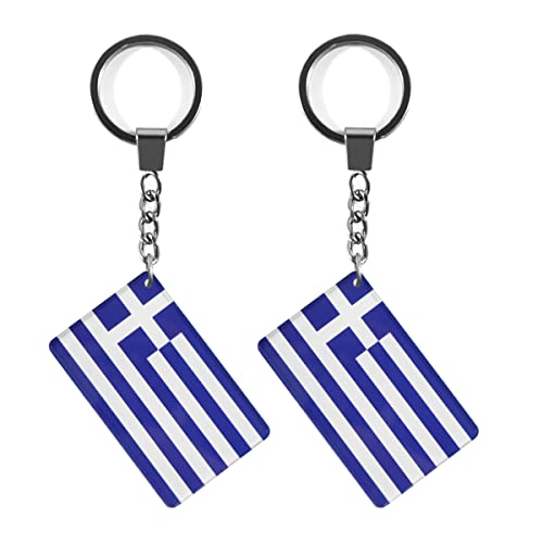 QQSD Schlüsselanhänger mit griechischer Flagge, 2 Stück, Griechenland, 2 x 1.2 x 0.2 inches von QQSD