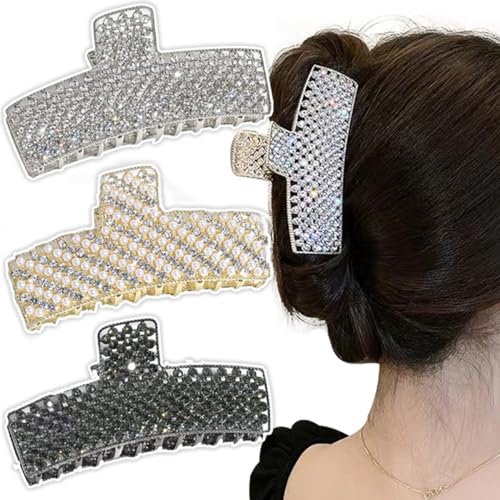 QQY Große Haarspangen, 3-Pack Blume Haar Kralle Clips Rutschfeste Blume Metall Kralle Clips Starke Halt Kralle Clip für Damen Accessoires (30) von QQY