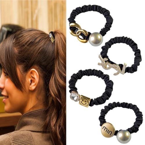 QQY Haargummis für Frauen, Baumwoll-Haarbänder Geflochtene Haarbänder Elastische Haarbänder Seile Geflochtene Pferdeschwanz Halter Haarzubehör (D) von QQY