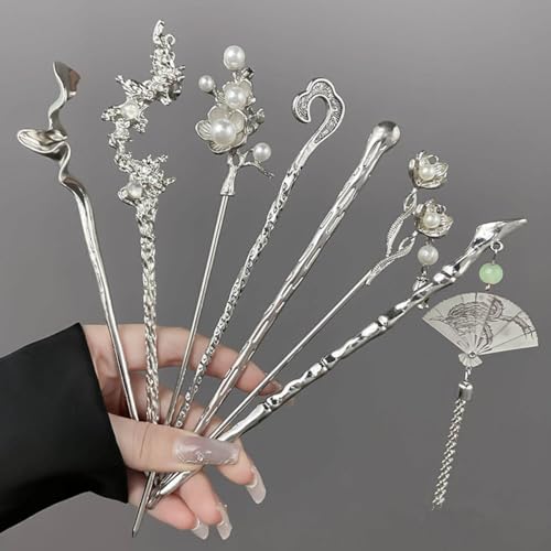 Vintage Haar Essstäbchen, Haarstäbchen Haarnadel Haargabel Quaste Haarstab Haarnadeln Haarzubehör Geschnitzte Haarnadel Frauen Haar Essstäbchen für Frauen (K) von QQY