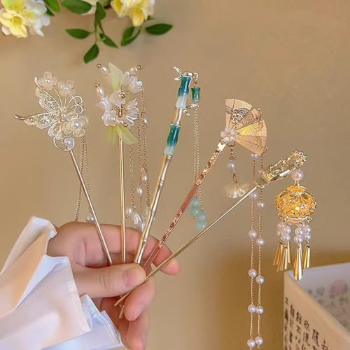 Vintage Haar Essstäbchen, Haarstäbchen Haarnadel Haargabel Quaste Haarstab Haarnadeln Haarzubehör Geschnitzte Haarnadel Frauen Haar Essstäbchen für Frauen (W) von QQY