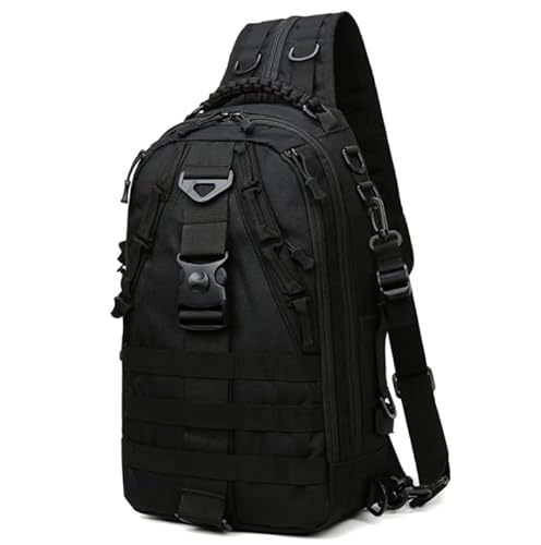 QQYG Herren Wanderrucksack Militärische taktische Umhängetasche Camping Sport Bergsteigen Umhängetasche Angeln Outdoor Brusttasche Herren,Schwarz-S,39 * 15 * 23cm von QQYG