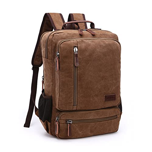 Vintage Canvas Rucksack Männer Große Kapazität Reise Umhängetasche Studenten Tasche Männlich Notebook Laptop Rucksack,Kaffee von QQYG