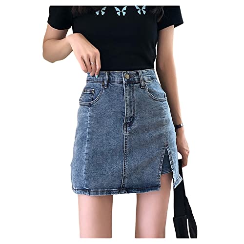 Frauenröcke Denim Rock Schlitz Fit Hip Rock A-line Skorts Rock Sommer Minirock von QREXVOG