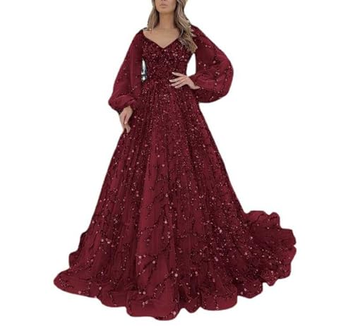 QREXVOG Frauen Formelle Kleidung Spitze Langsame Bronzing Long Kleid Abendkleid Hochzeit Gastkleid von QREXVOG