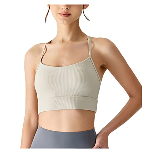 QREXVOG Frauen Sport Bras T-Back BH Top Gepolstert Sport BH Wireless BH Unterwäsche Sportler BH von QREXVOG