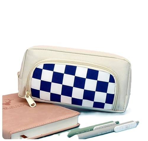 QRKPVHD Federmäppchen Mädchen, Schachbrett Federmäppchen, Große Kapazität Schule Federmäppchen, Federtaschen Teenager Mädchen, Reißverschluss Bleistiftetui, Multifunktions Bleistiftetui von QRKPVHD
