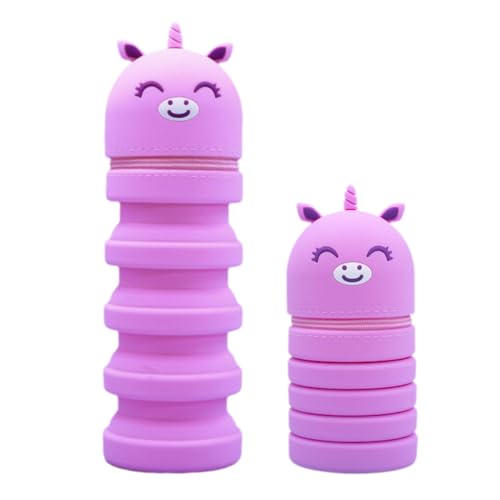 QRKPVHD Federmäppchen Teleskopisch, Federmäppchen aus Weichem Silikon, Schlampermäppchen und Stifteköcher 2 in 1, Wasserdicht Stiftbeutel Mädchen aus Silikon, Mäppchen Cute von QRKPVHD