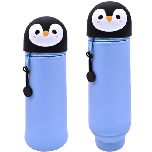 QRKPVHD Kawaii Cartoon Federmäppchen aus Weichem Silikon, Schlampermäppchen Ständer up und Stifteköcher 2 in 1, Federmäppchen Einziehbar für Schülerin Teenager von QRKPVHD