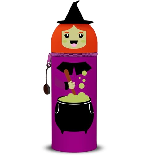 QRKPVHD Kawaii Federmäppchen, mäppchen, 2-in-1 Weiche Silikontasche, Federmäppchen, Stand Up Federmäppchen, Tier Stifthalter, Stifthalter Bleistifttasche Mädchen Junge (Zauberin) von QRKPVHD