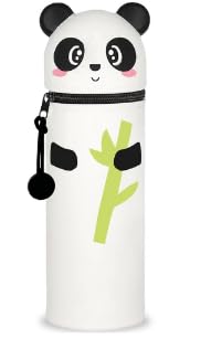 QRKPVHD 2-in-1 Weiche Silikontasche - Kawaii Federmäppchen - mäppchen, Federmäppchen, Stand Up Federmäppchen, Tier Stifthalter, Stifthalter Bleistifttasche Mädchen Junge (Bambus Panda) von QRKPVHD