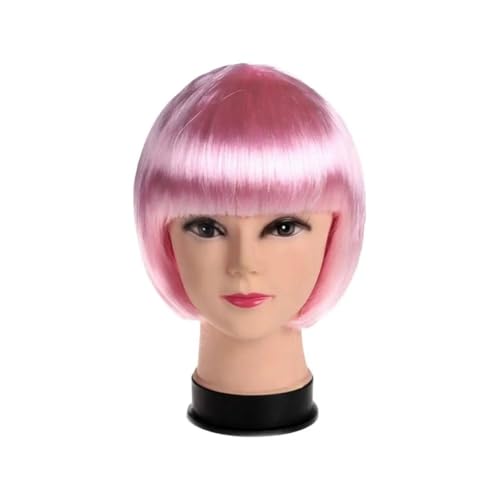 12,6 Zoll Perücke mit Pony, kurze glatte Haare, Cosplay-Bob-Perücken for Frauen, Themenparty(Pink) von QRSTUVXZY