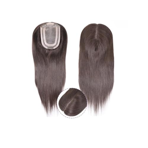 14 Zoll Braun/Blond Highlight/Grau/613 Echthaar-Topper Haarteile for Frauen Haarclips in Topper-Verlängerung for Frauen-Toupet(Dark brown) von QRSTUVXZY