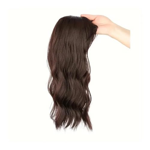 18 Zoll Kunsthaar-Topper for Frauen, natürlicher Wellenstil, for Anklipsen, realistisches Top mit Clips(Dark brown) von QRSTUVXZY
