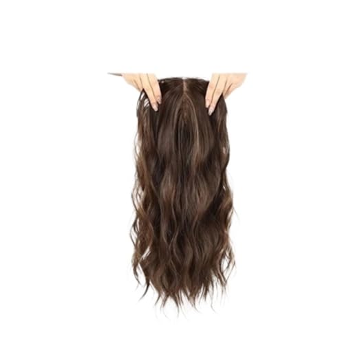 20 Zoll gewellte Haarteile, synthetische lange lockige Haarteile mit 6 x 6 Zoll großer Basis, zentrale Spitzen-Clip-In-Haarverlängerungen for Frauen mit dünner werdendem Haar(Brown) von QRSTUVXZY