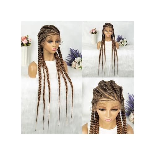 36 Zoll geflochtene Perücke for Frauen, Box Braid Perücken mit Babyhaar, natürlicher Haaransatz, synthetische Lace Front Twist Braids Perücke(Light brown) von QRSTUVXZY
