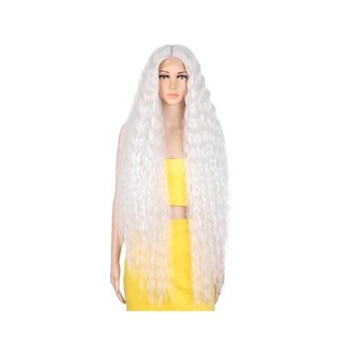 41" Lace Front Perücken Lange gewellte Perücke, Synthetische Perücken mit 130 Dichte Perücken(White) von QRSTUVXZY