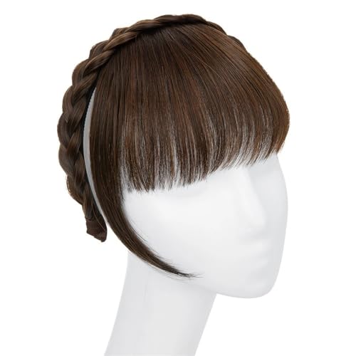 Bangs Hair Synthetische Stirnband-Pony-Verlängerung, künstliche Haarfransen mit langen Seiten for Damen, Pony-Haarspange(Ginger Brown) von QRSTUVXZY