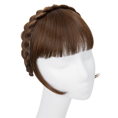 Bangs Hair Synthetische Stirnband-Pony-Verlängerung, künstliche Haarfransen mit langen Seiten for Damen, Pony-Haarspange(Light Brown) von QRSTUVXZY