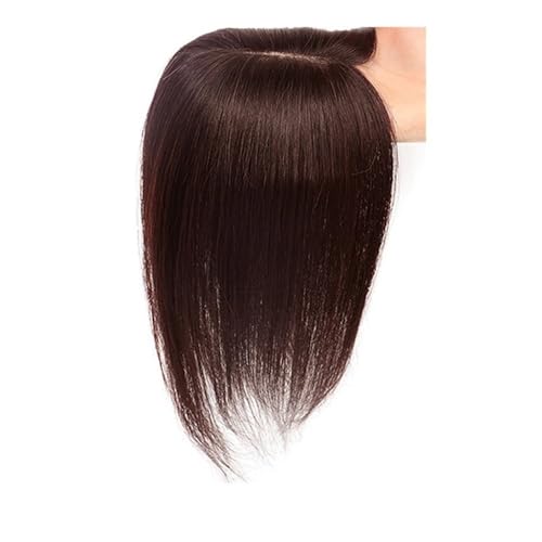 Clip-in-Haarteil mit Seidenbasis aus Echthaar for Frauen bei dünner werdendem Haar(Brown,8 INCH_5X8CM) von QRSTUVXZY