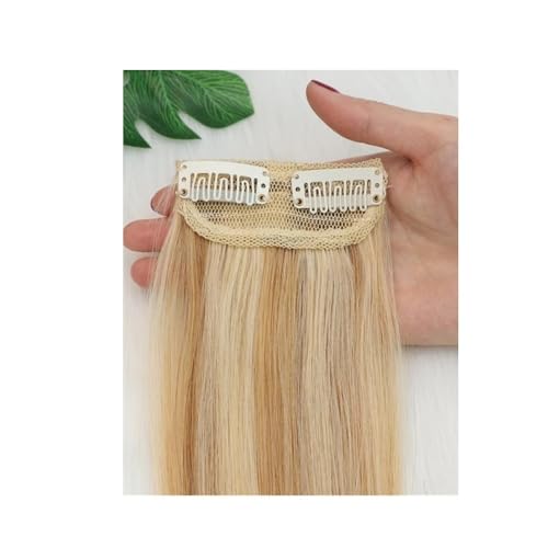 Clip-in-Haarverlängerungen aus echtem Menschenhaar, kurze Topper for Frauen mit dünner werdendem Haar, for mehr Haarvolumen(Ash Blonde+Bleach Blonde,15cm) von QRSTUVXZY