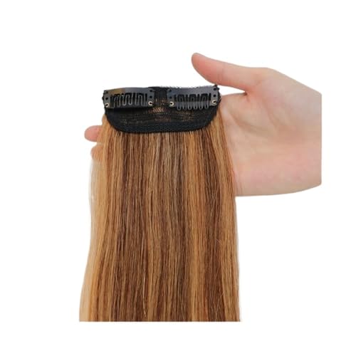 Clip-in-Haarverlängerungen aus echtem Menschenhaar, kurze Topper for Frauen mit dünner werdendem Haar, for mehr Haarvolumen(Medium Brown+Dark Blonde,20cm) von QRSTUVXZY