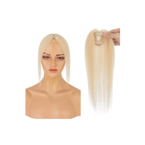 Clip-in-Pony mit Mittelscheitel, Echthaar-Topper, 360°-3D-Abdeckung, Haarteile for Frauen, französischer Pony for den täglichen Gebrauch(Bleach Blonde) von QRSTUVXZY