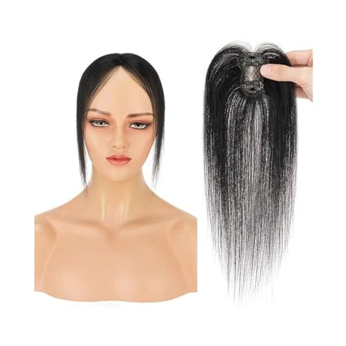 Clip-in-Pony mit Mittelscheitel, Echthaar-Topper, 360°-3D-Abdeckung, Haarteile for Frauen, französischer Pony for den täglichen Gebrauch(Jet black) von QRSTUVXZY