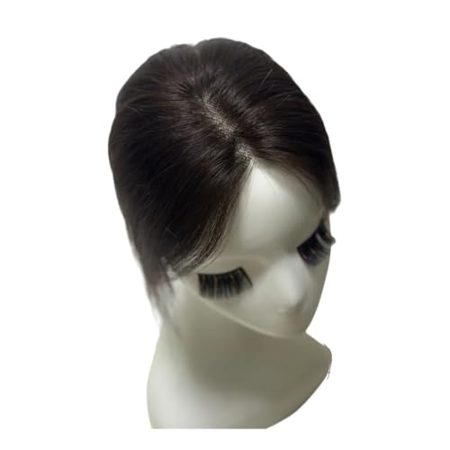 Echthaar-Topper mit Pony for Frauen, 360°-Spitzen-Topper for Frauenhaar for den täglichen Gebrauch(Side Bang Dark Brown) von QRSTUVXZY