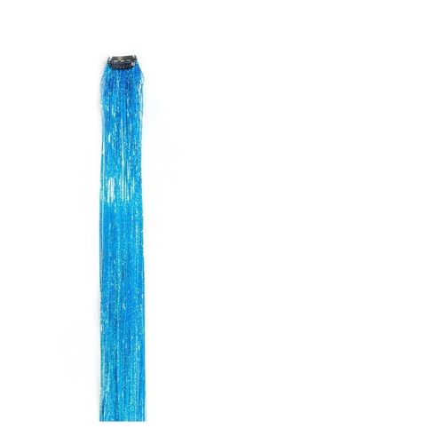 Haarverlängerung 2PCS lange gerade Regenbogen Clip in Haarverlängerungen glänzende synthetische Haarteile Perücken Halloween Cosplay Party Mädchen Haar Clip in Haarextension(Azure) von QRSTUVXZY