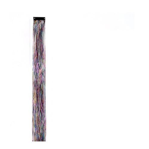 Haarverlängerung 2PCS lange gerade Regenbogen Clip in Haarverlängerungen glänzende synthetische Haarteile Perücken Halloween Cosplay Party Mädchen Haar Clip in Haarextension(Colorful) von QRSTUVXZY