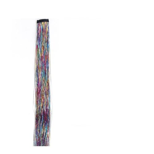 Haarverlängerung 2PCS lange gerade Regenbogen Clip in Haarverlängerungen glänzende synthetische Haarteile Perücken Halloween Cosplay Party Mädchen Haar Clip in Haarextension(Ombre color) von QRSTUVXZY