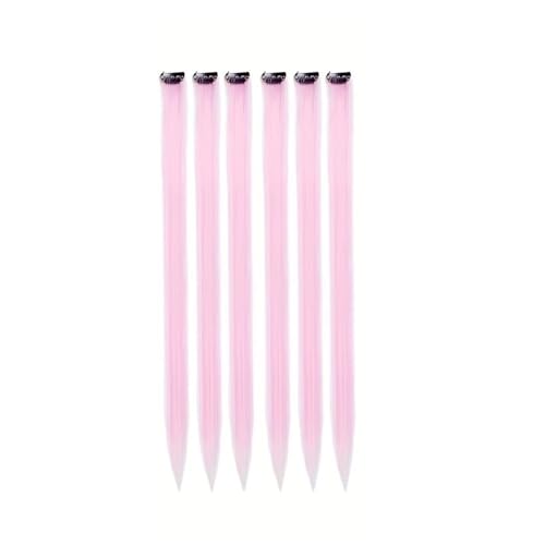 Haarverlängerung 6 Stück/Packung Clip-in-Haarverlängerungen for Mädchen, 55,9 cm, mehrfarbig, glattes Haar, synthetische Haarteile Clip in Haarextension(Pink) von QRSTUVXZY