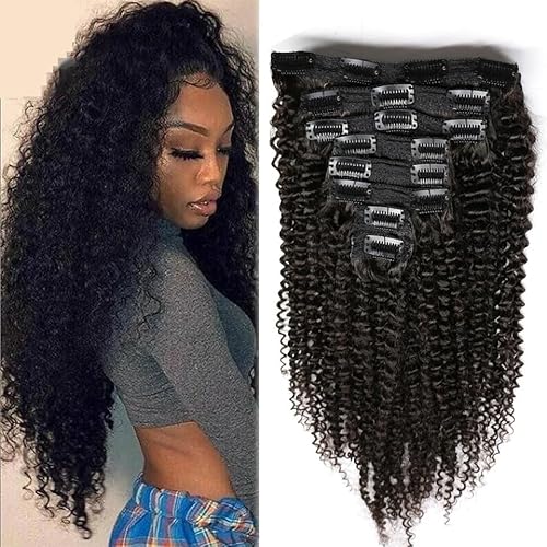 Haarverlängerung Deep Wave Clip-In-Extensions aus Echthaar, Clip-In-Verlängerung, volles Haar, brasilianisches Clip-On-Haar, lockige Haarverlängerung, natürliche Farbe for Frauen Clip in Haarextension von QRSTUVXZY