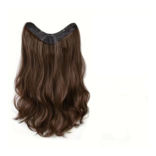Haarverlängerung Synthetische lange gewellte U-förmige Clip-in-Haarverlängerungen 16 Zoll/20 Zoll/24 Zoll Clip-on-Haarverlängerungen for Frauen-Haar-Accessoires Clip in Haarextension(Light Brown,24inc von QRSTUVXZY