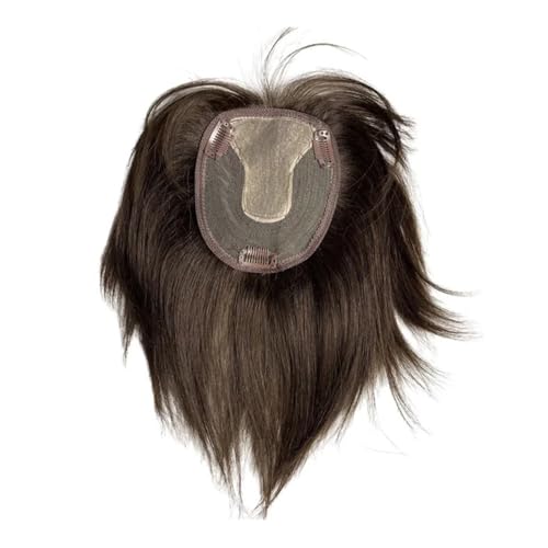 Hair Toppers für Frauen 10x12 cm Spitze Basis Natürliche Menschliche Haar Topper for Frauen Brasilianische Clip In Haarteil Verlängerung(Dark Brown,30CM_10X12CM) von QRSTUVXZY