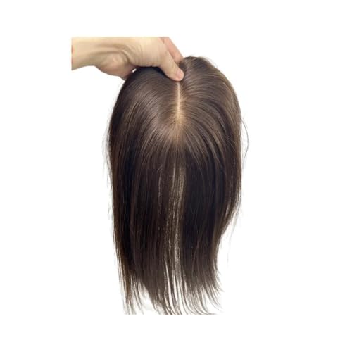 Hair Toppers für Frauen 12x13cm Haut Basis Menschliches Haar Topper Teil Natürliche Kopfhaut Top Haar Verlängerung for Frauen Clip in Haarteil Remy(Dark Brown,16 inches) von QRSTUVXZY