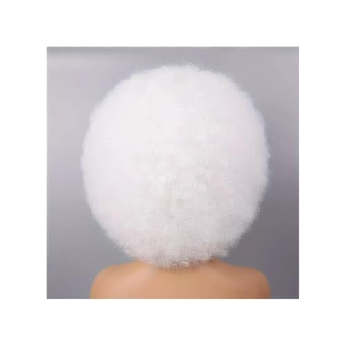 Hair Toppers für Frauen Synthetische 4-farbige 70er-Jahre-Rock-Afro-Perücken – synthetisches lockiges Haar, stilvolles Design, perfekt for Halloween-Cosplay for Männer/Frauen(WHITE) von QRSTUVXZY