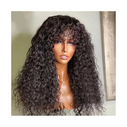 Human Hair 180% Dichte, verworrene, gelockte Perücke mit Pony, volle Maschine, 35,6–101,6 cm lang, gelockte Perücke aus Echthaar for schwarze Frauen, kleberloses Remy-Haar, keine Spitzenfront, natürl Human Hair 180% Dichte, verworrene, gelockte Perücke mit Pony, volle Maschine, 35,6–101,6 cm lang, gelockte Perücke aus Echthaar for schwarze Frauen, kleberloses Remy-Haar, keine Spitzenfront, natürl von QRSTUVXZY